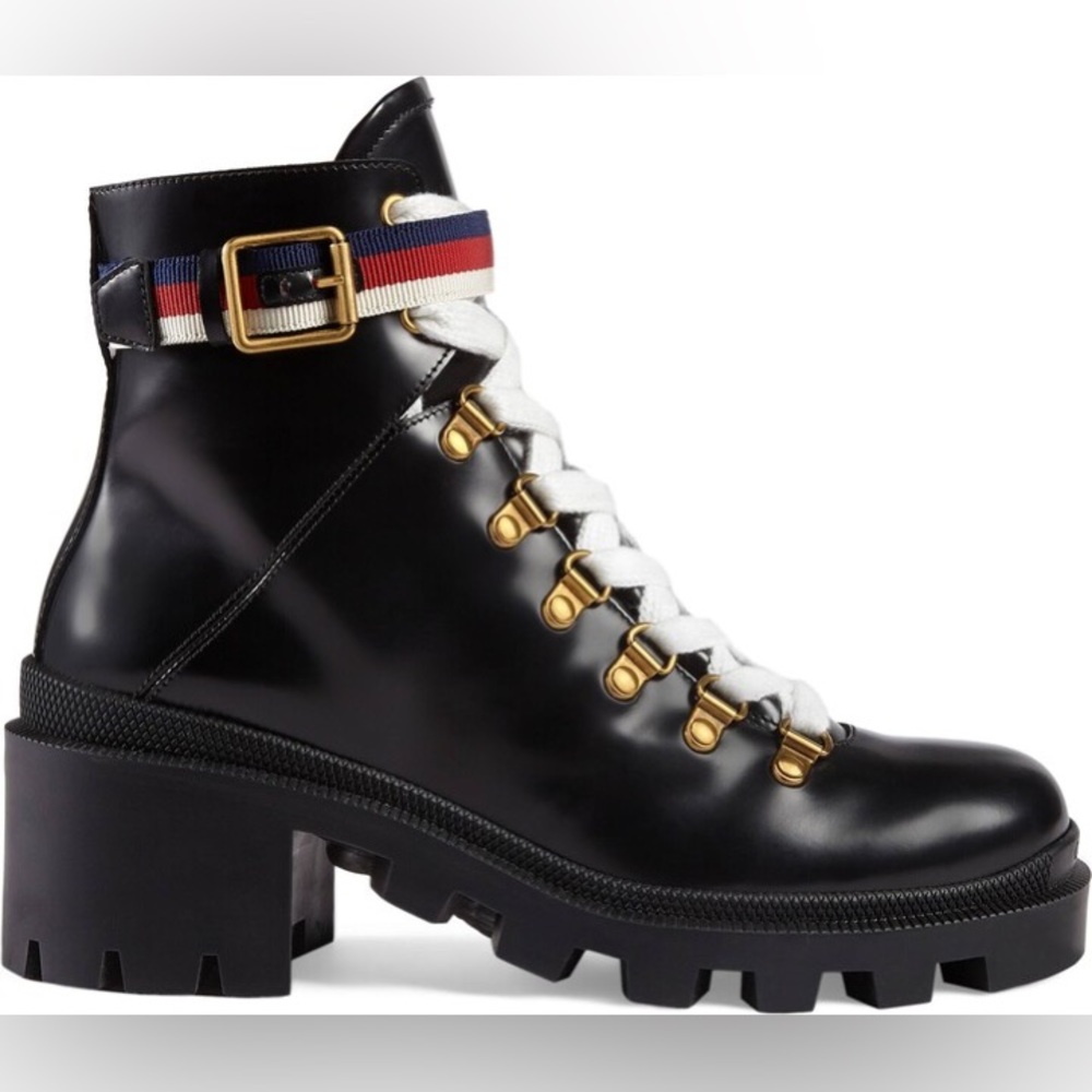 Gucci Leather Ankle Boots with Sylvie Web